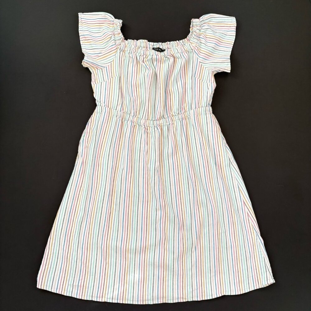 Lane Bryant Women’s 18/20 Linen Blend Colorful Striped Midi Dress Stretch 2XL